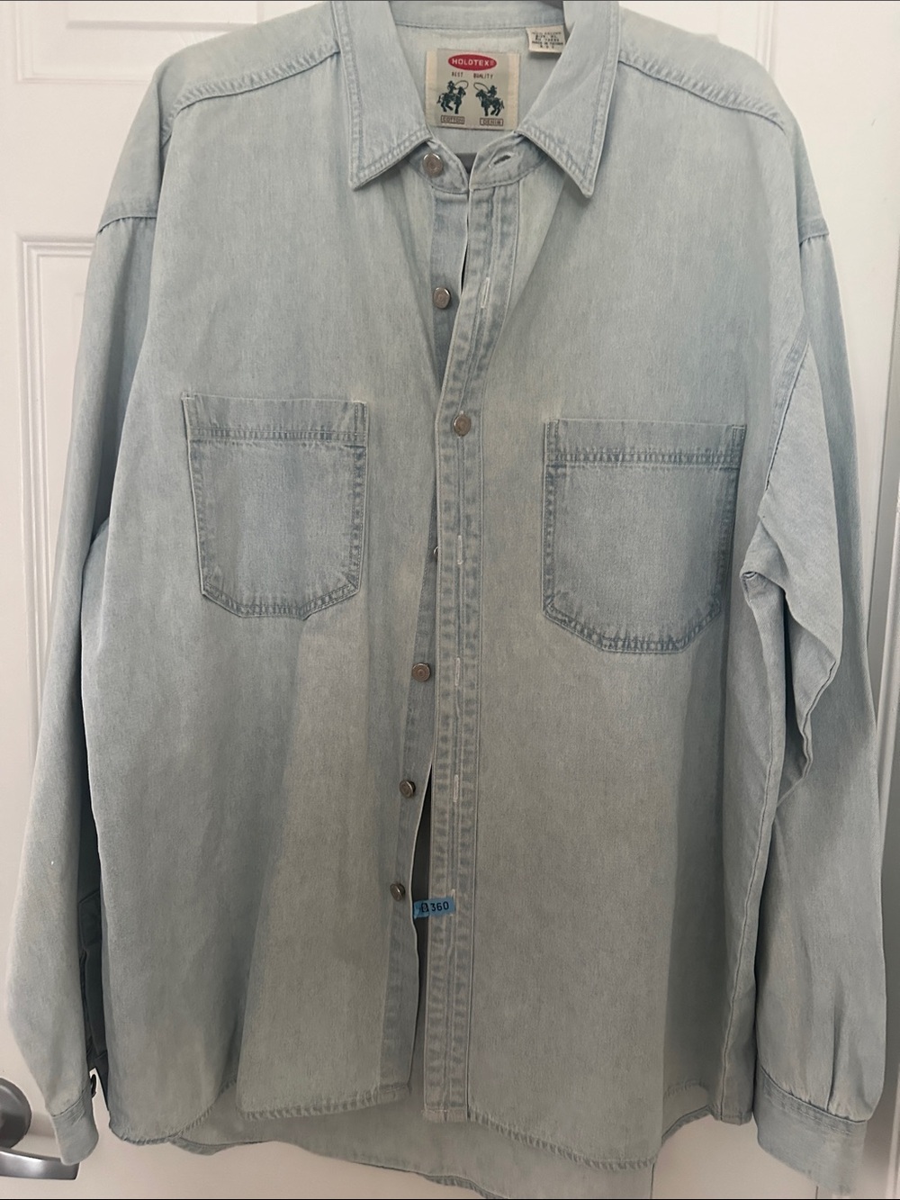 Light Wash Denim Button-Down Shirt - Light Blue